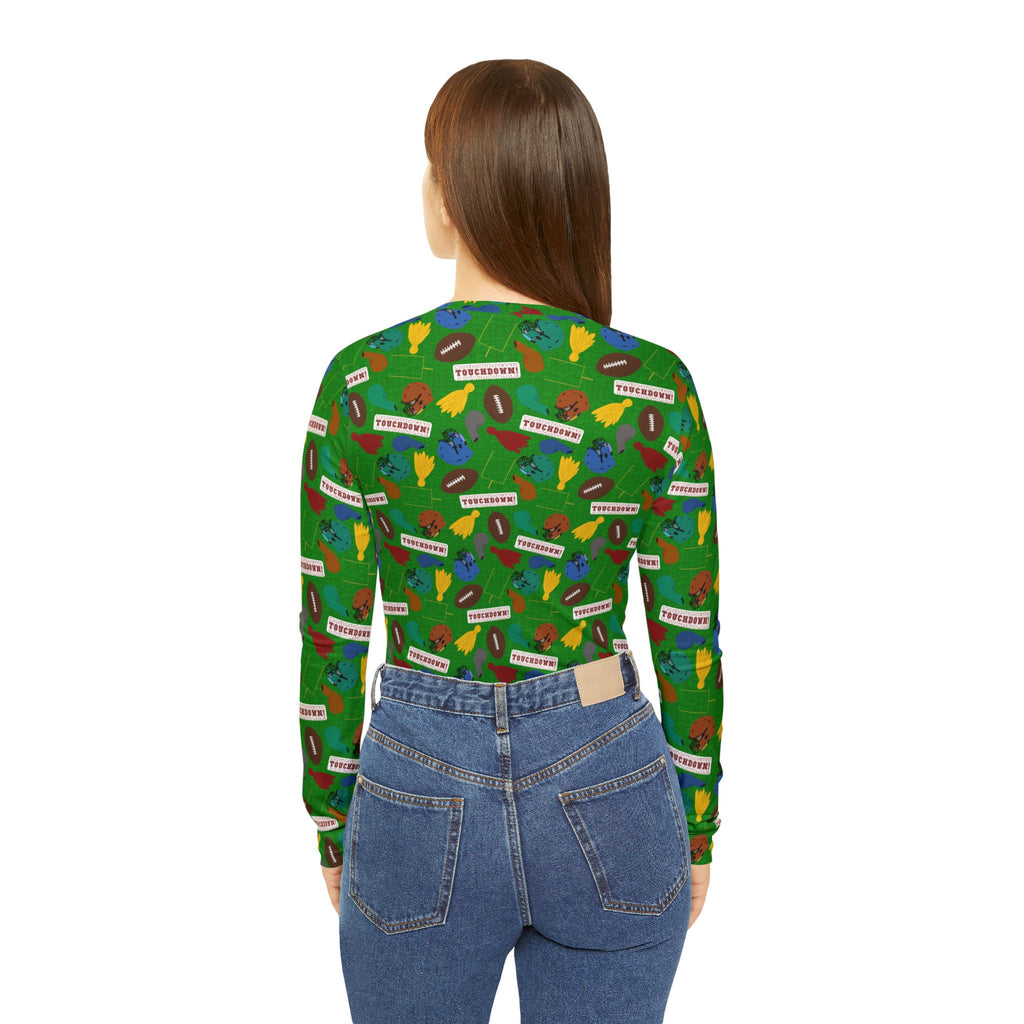 Women's Long Sleeve V-neck Shirt - Football Frenzy