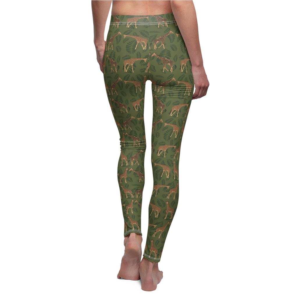 Women's Cut & Sew Casual Leggings - Giraffes