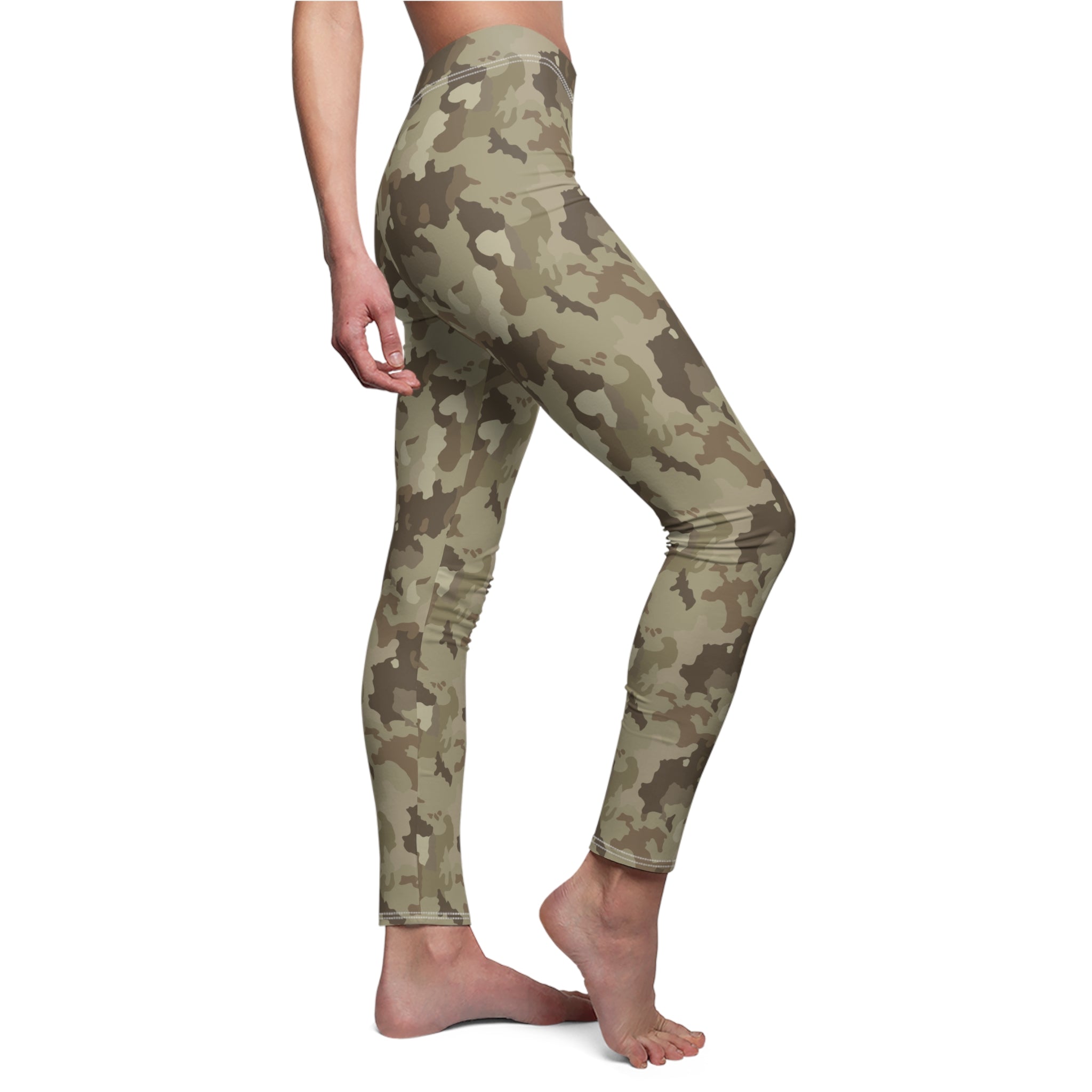 Women's Cut & Sew Casual Leggings - Desert Camo