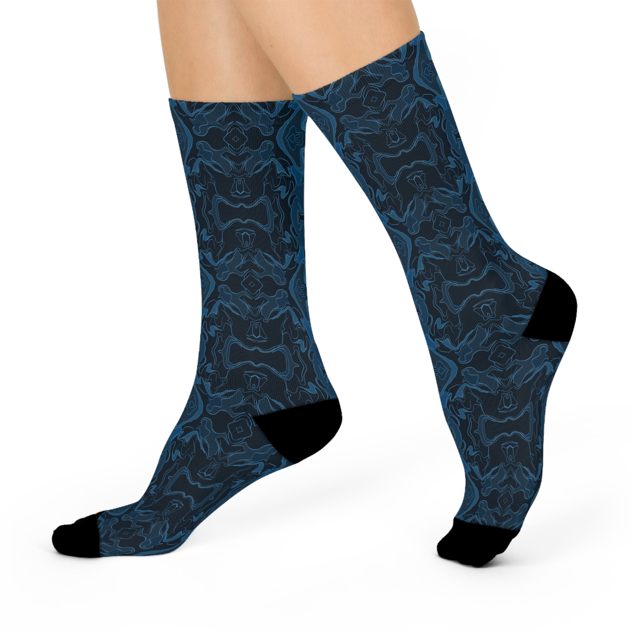 Cushioned Crew Socks - Blue Kaleidoscope