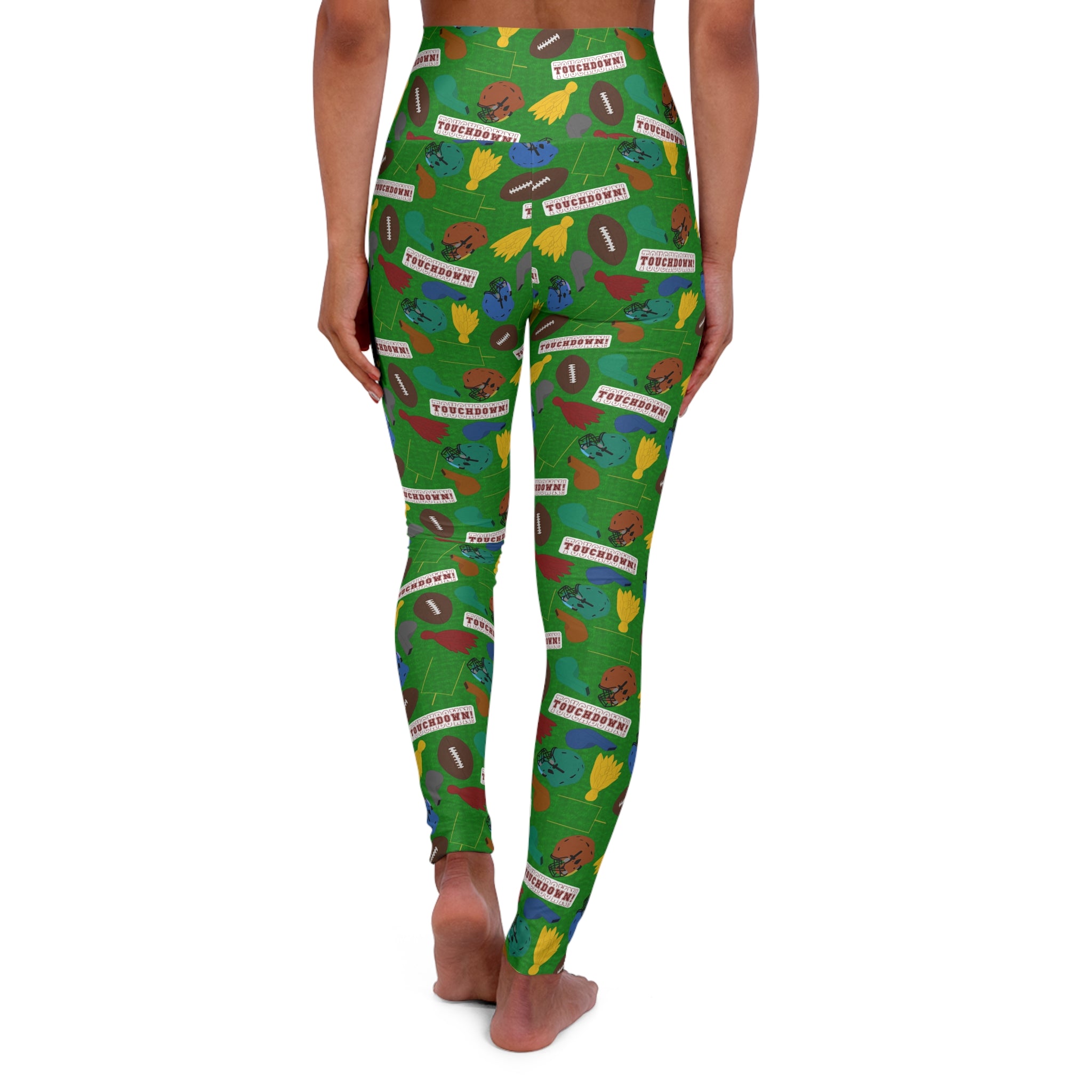 High Waisted Yoga Leggings - Football Frenzy