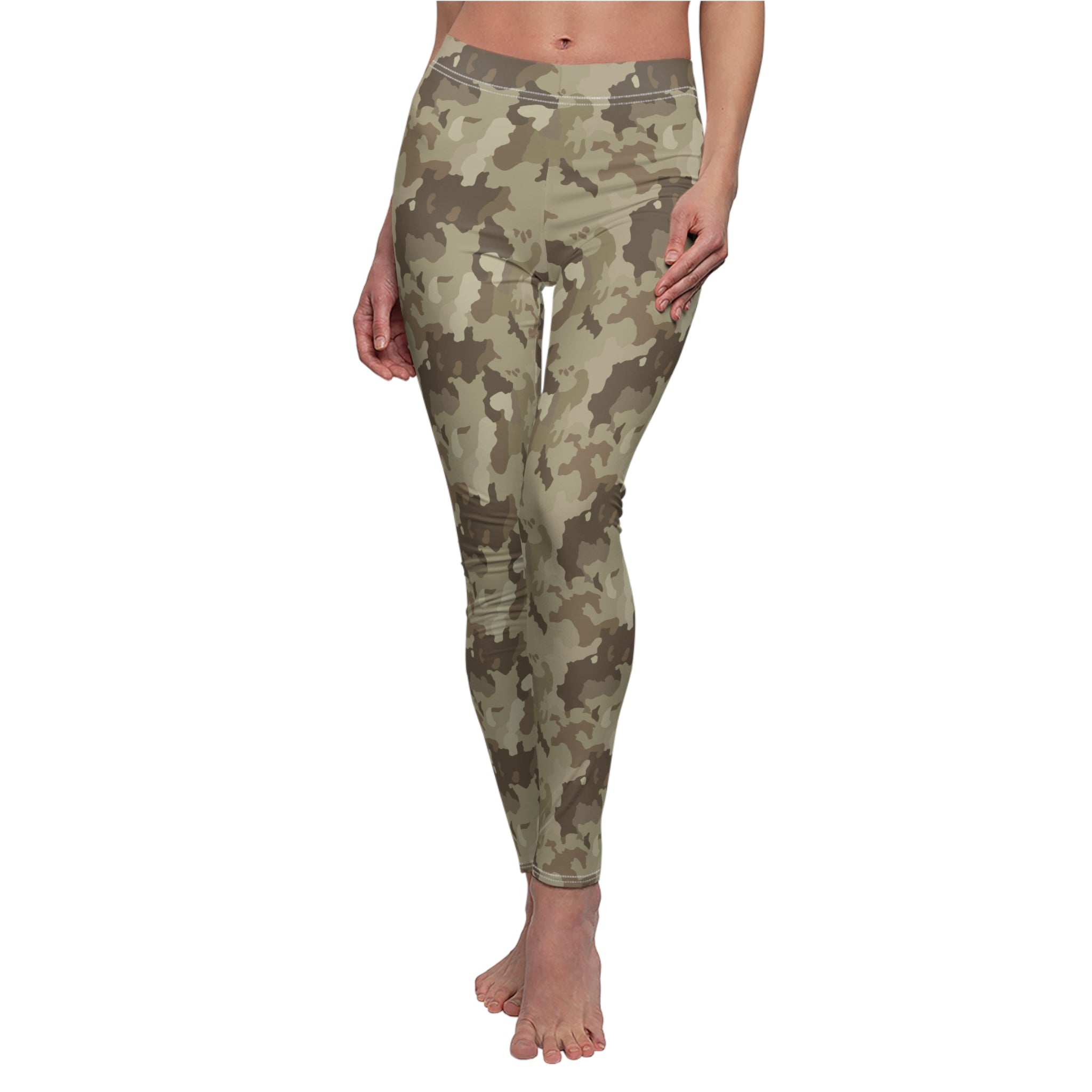 Women's Cut & Sew Casual Leggings - Desert Camo