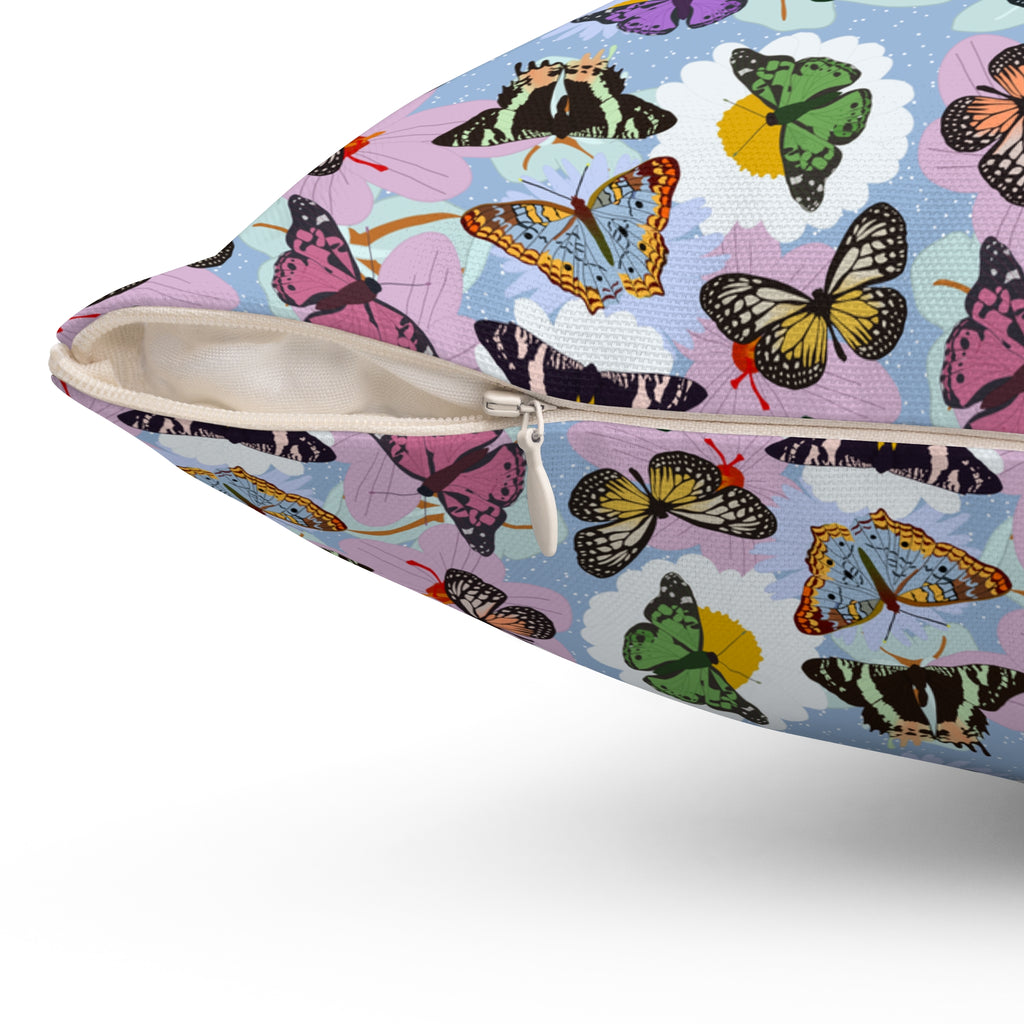 Spun Polyester Square Pillow - Butterflies