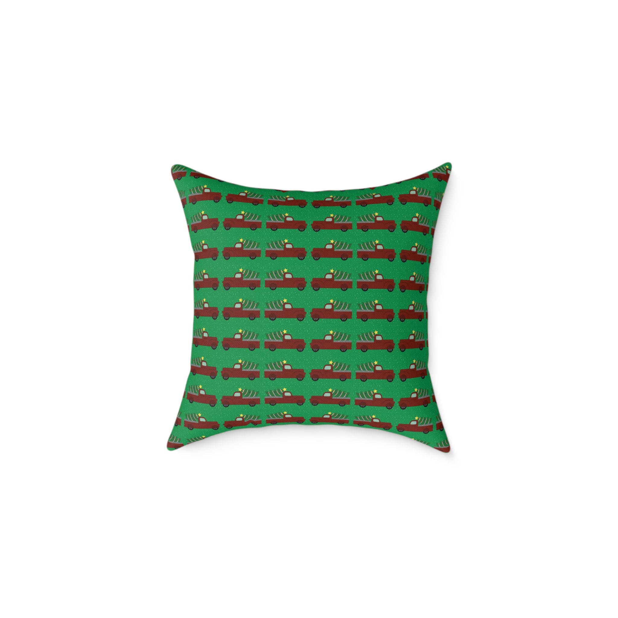 Square Poly Canvas Pillow - Merry Truckmas
