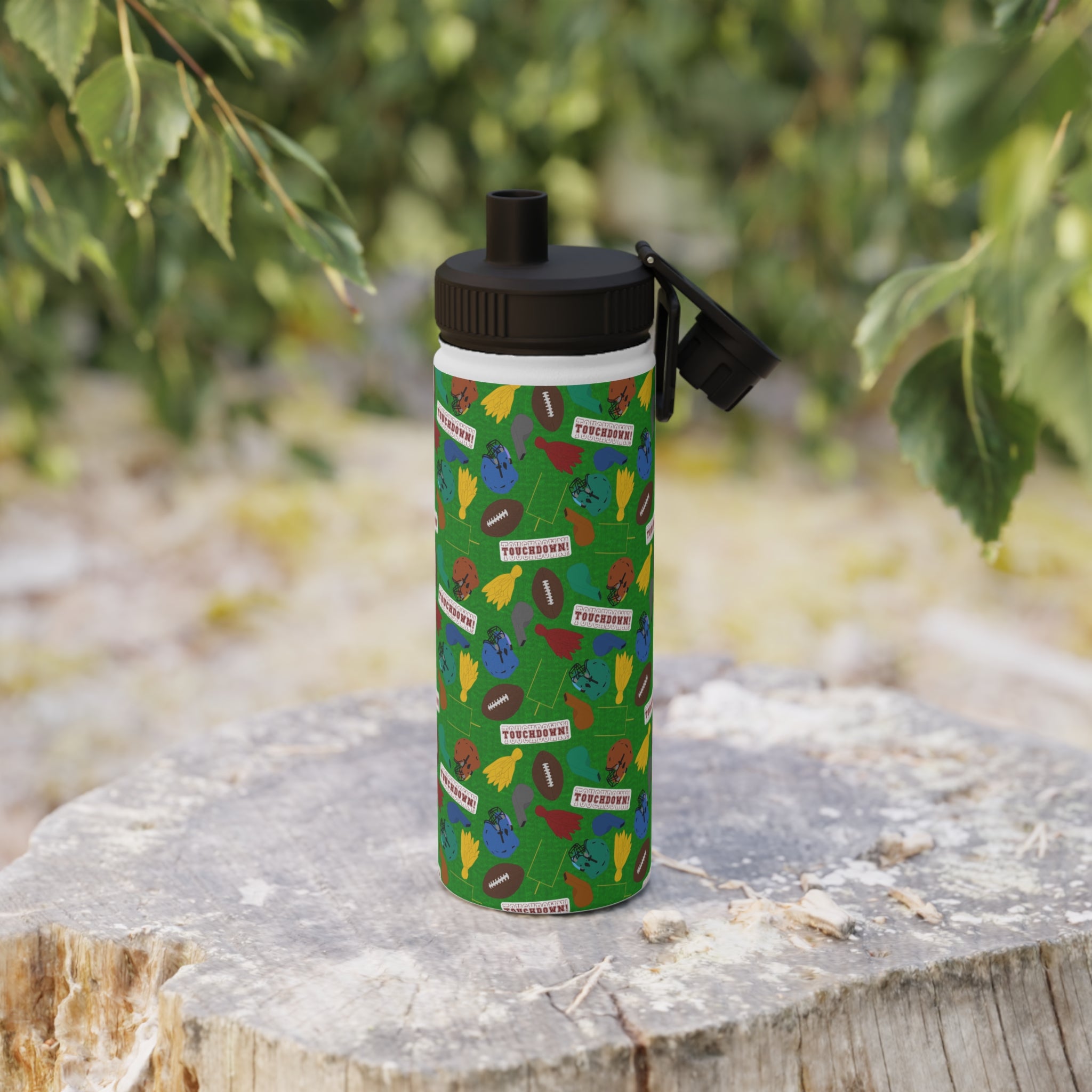 Stainless Steel Water Bottle, Sports Lid - Football