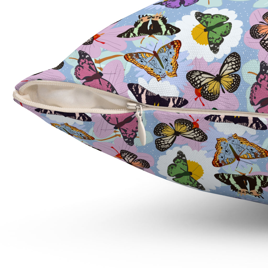 Spun Polyester Square Pillow - Butterflies