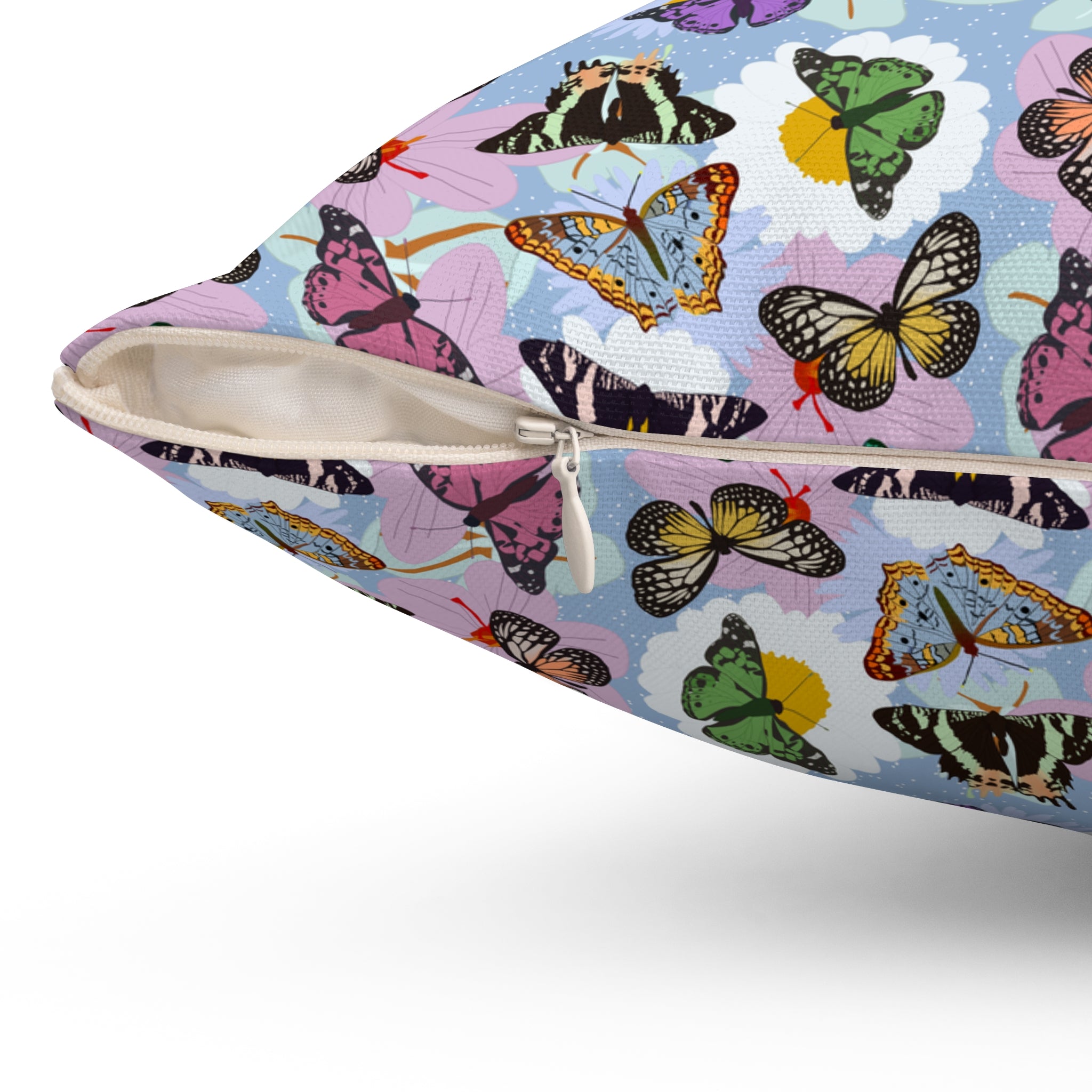 Spun Polyester Square Pillow - Butterflies