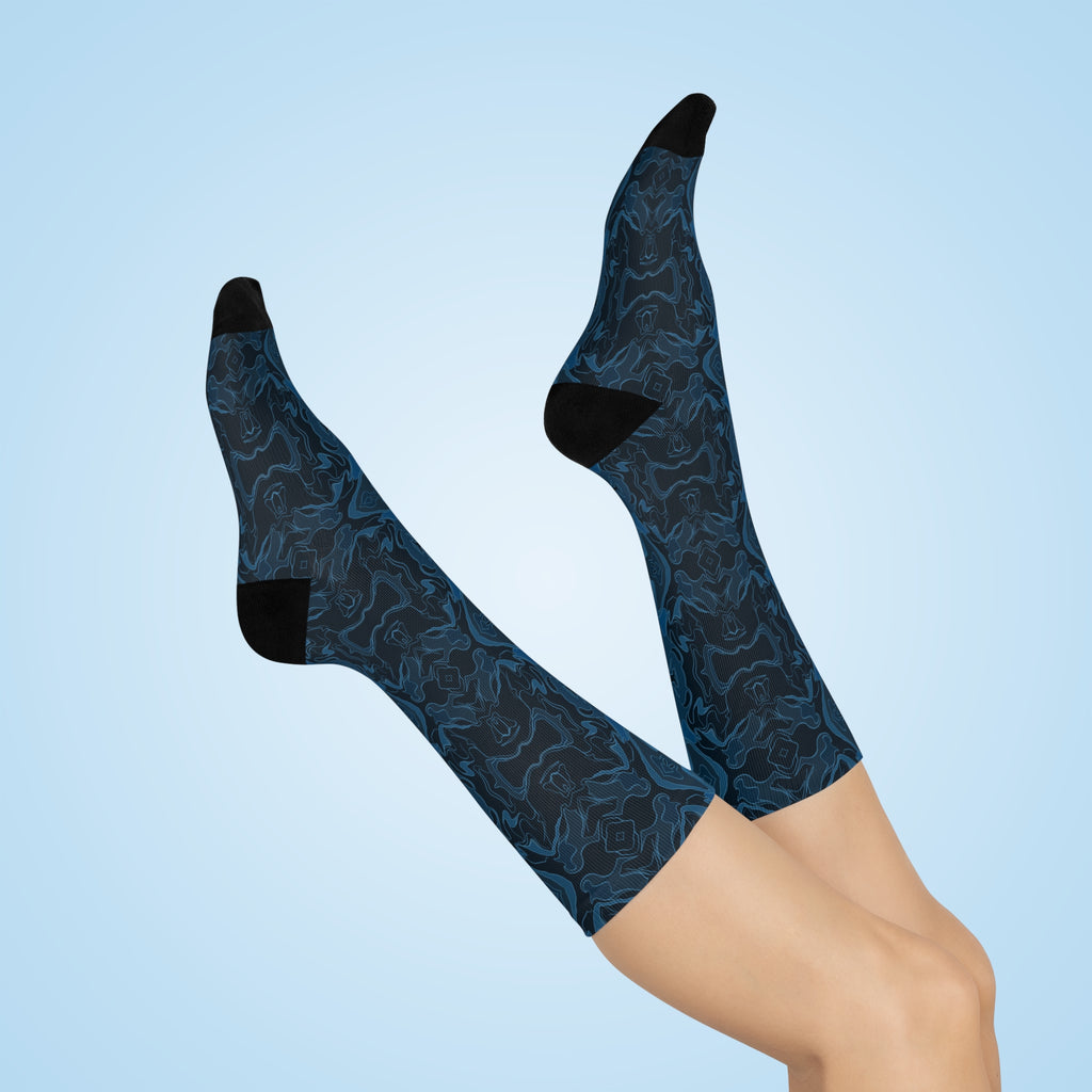 Cushioned Crew Socks - Blue Kaleidoscope