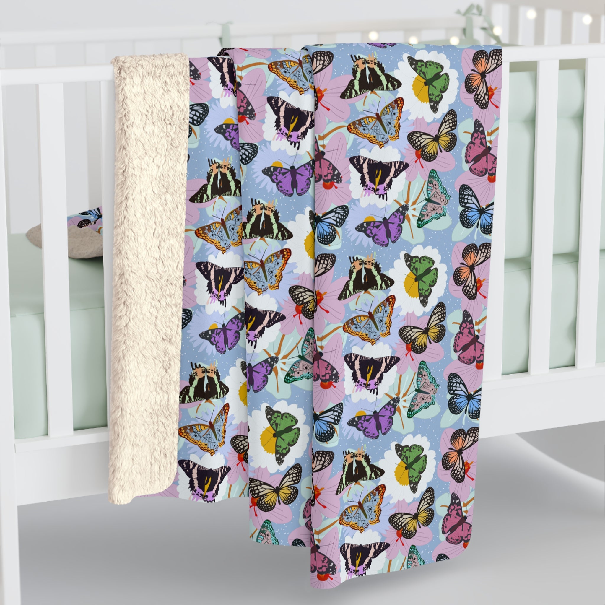 Sherpa Fleece Blanket - Butterflies