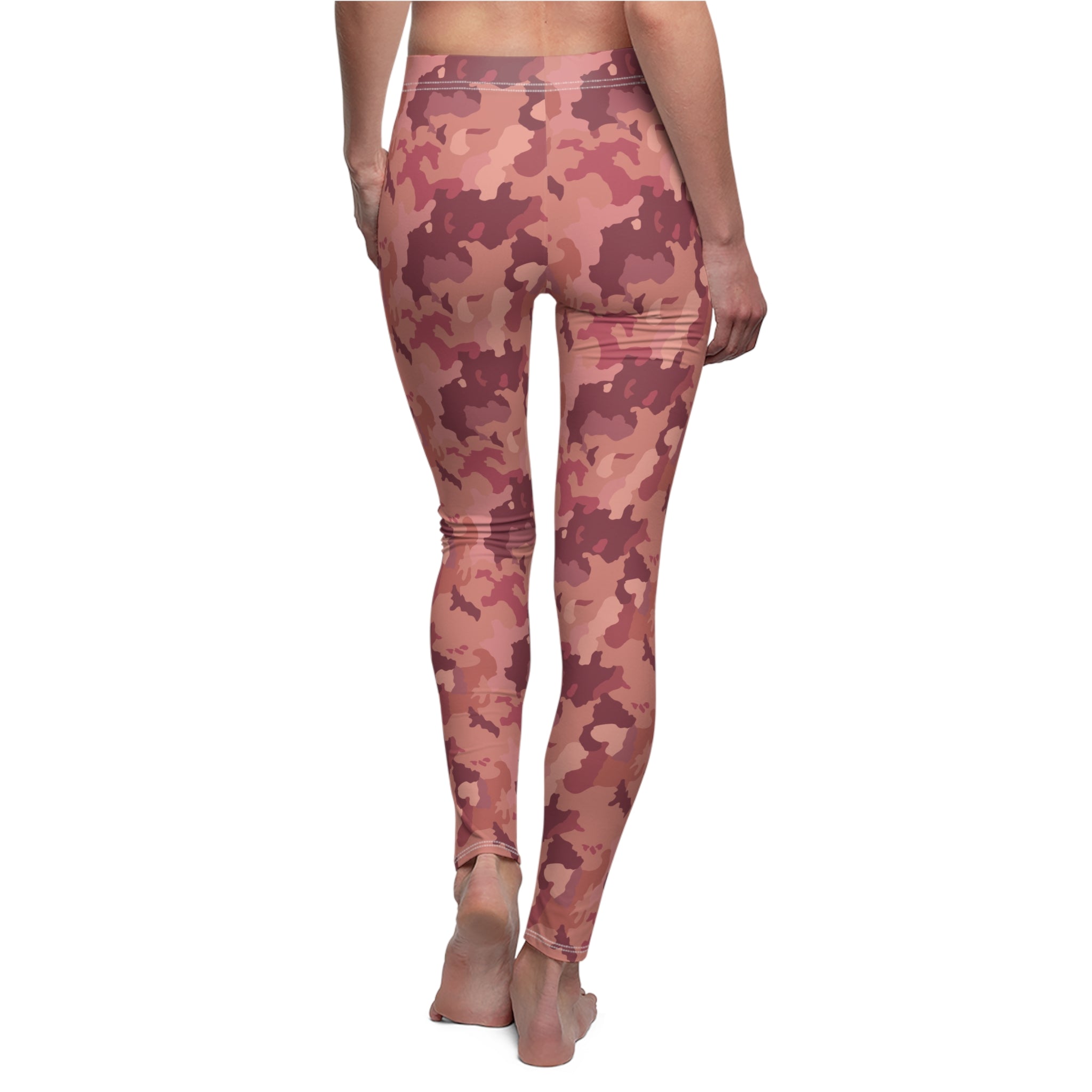 Women's Cut & Sew Casual Leggings - Pink Camo