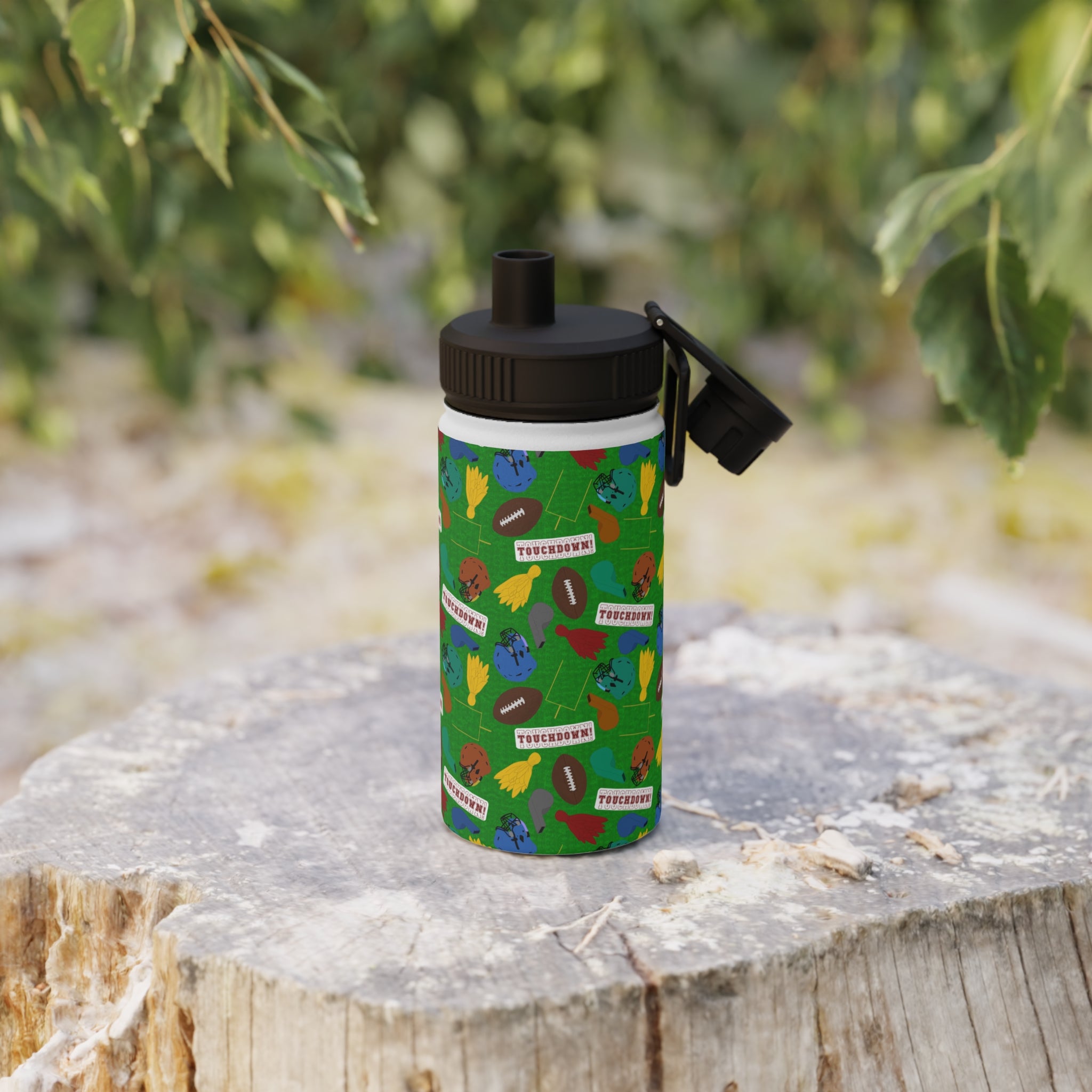 Stainless Steel Water Bottle, Sports Lid - Football