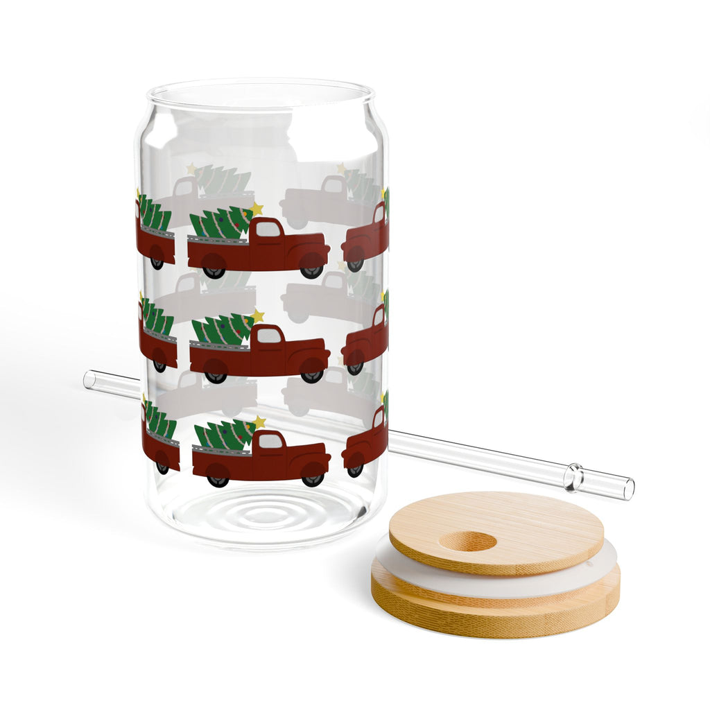 Sipper Glass, 16oz - Merry Truckmas