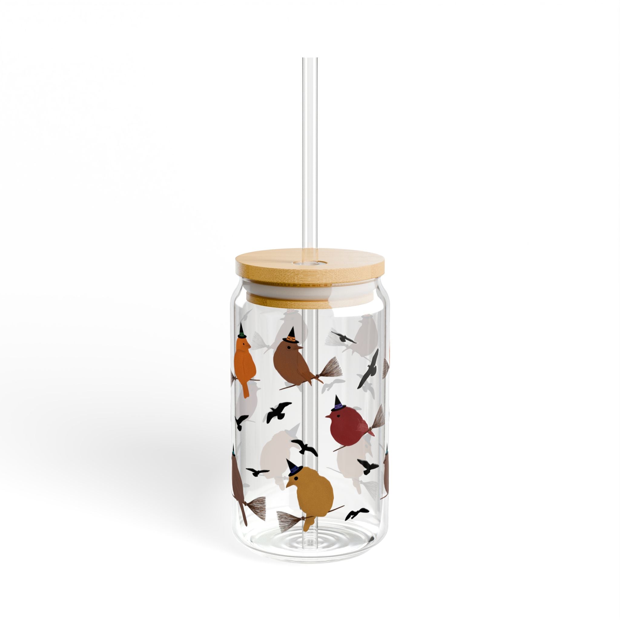 Sipper Glass, 16oz - Birds Riding Brooms