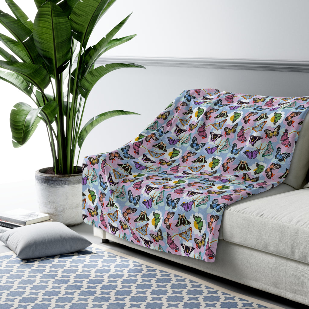 Sherpa Fleece Blanket - Butterflies