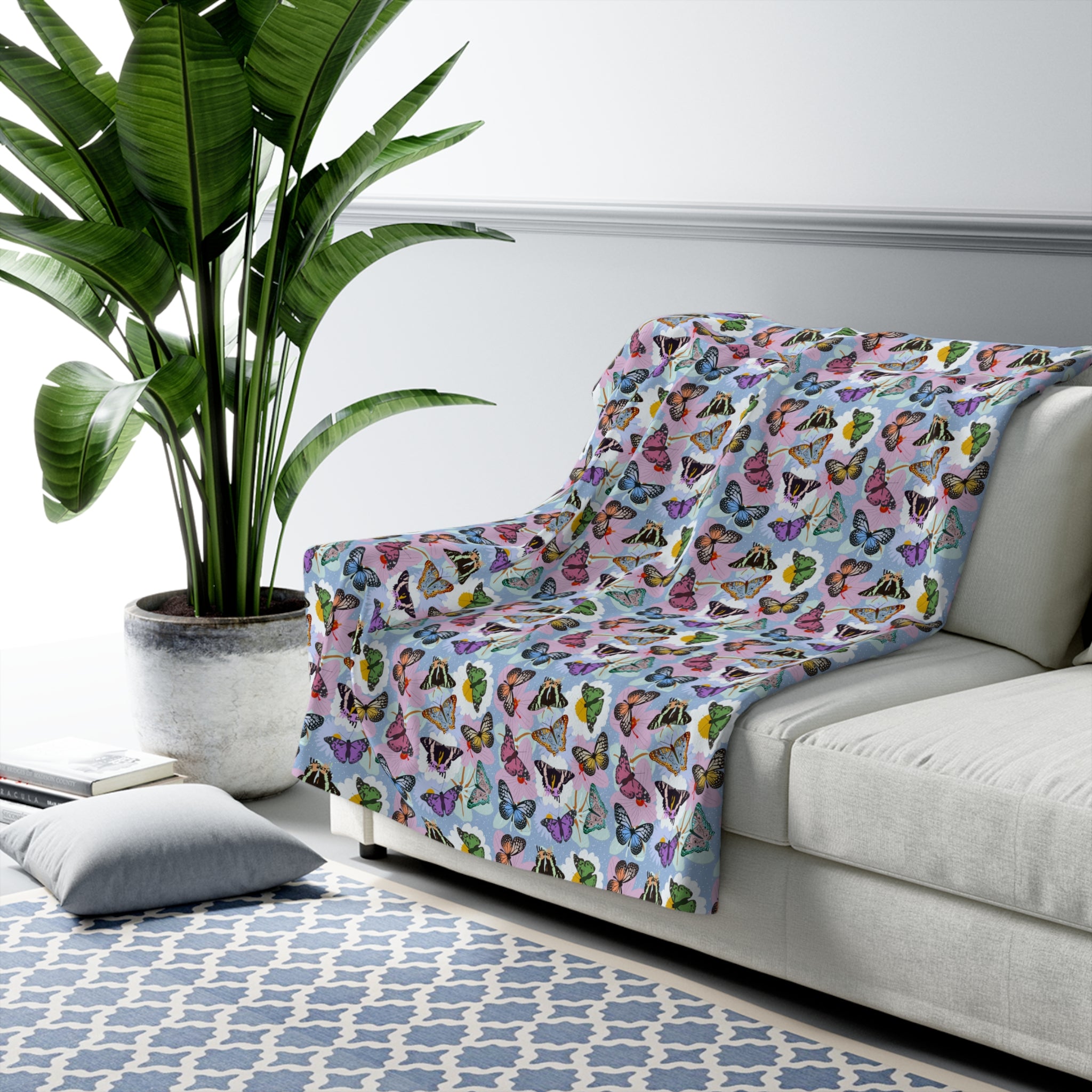 Sherpa Fleece Blanket - Butterflies
