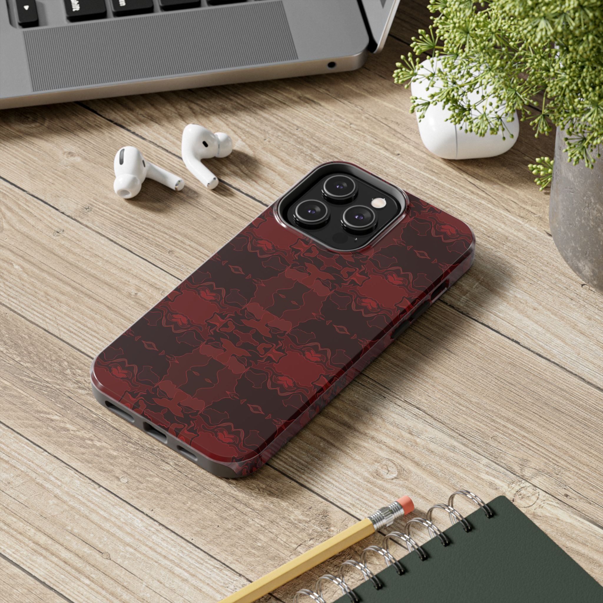 Tough Phone Cases - Red Kaleidoscope Pattern