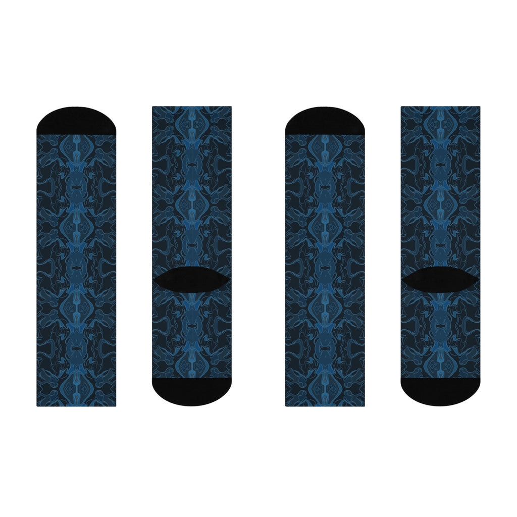 Cushioned Crew Socks - Blue Kaleidoscope