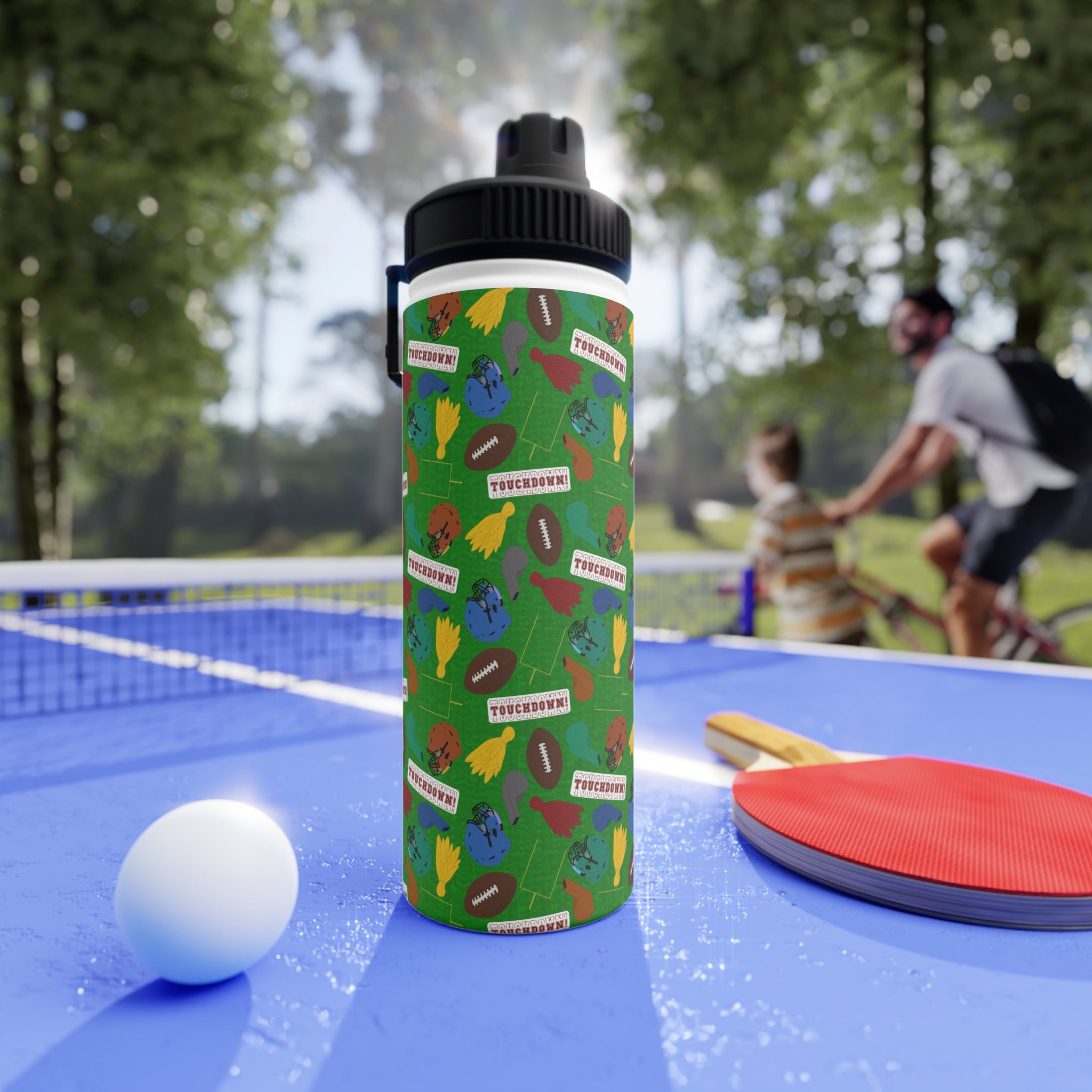 Stainless Steel Water Bottle, Sports Lid - Football