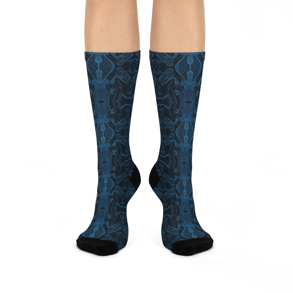 Cushioned Crew Socks - Blue Kaleidoscope