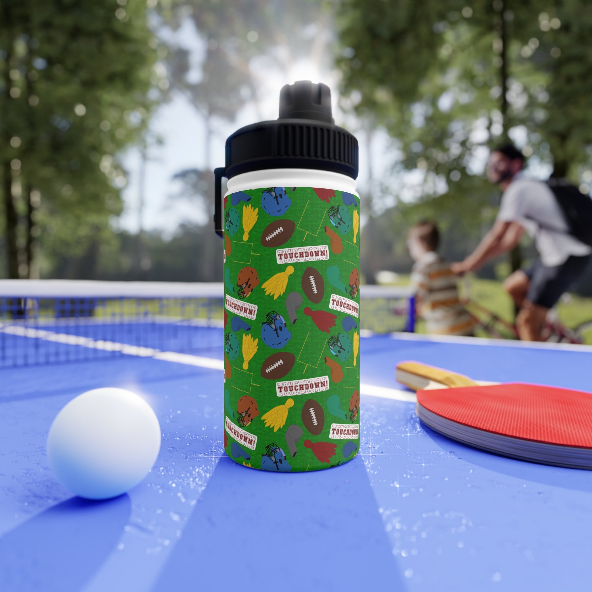 Stainless Steel Water Bottle, Sports Lid - Football