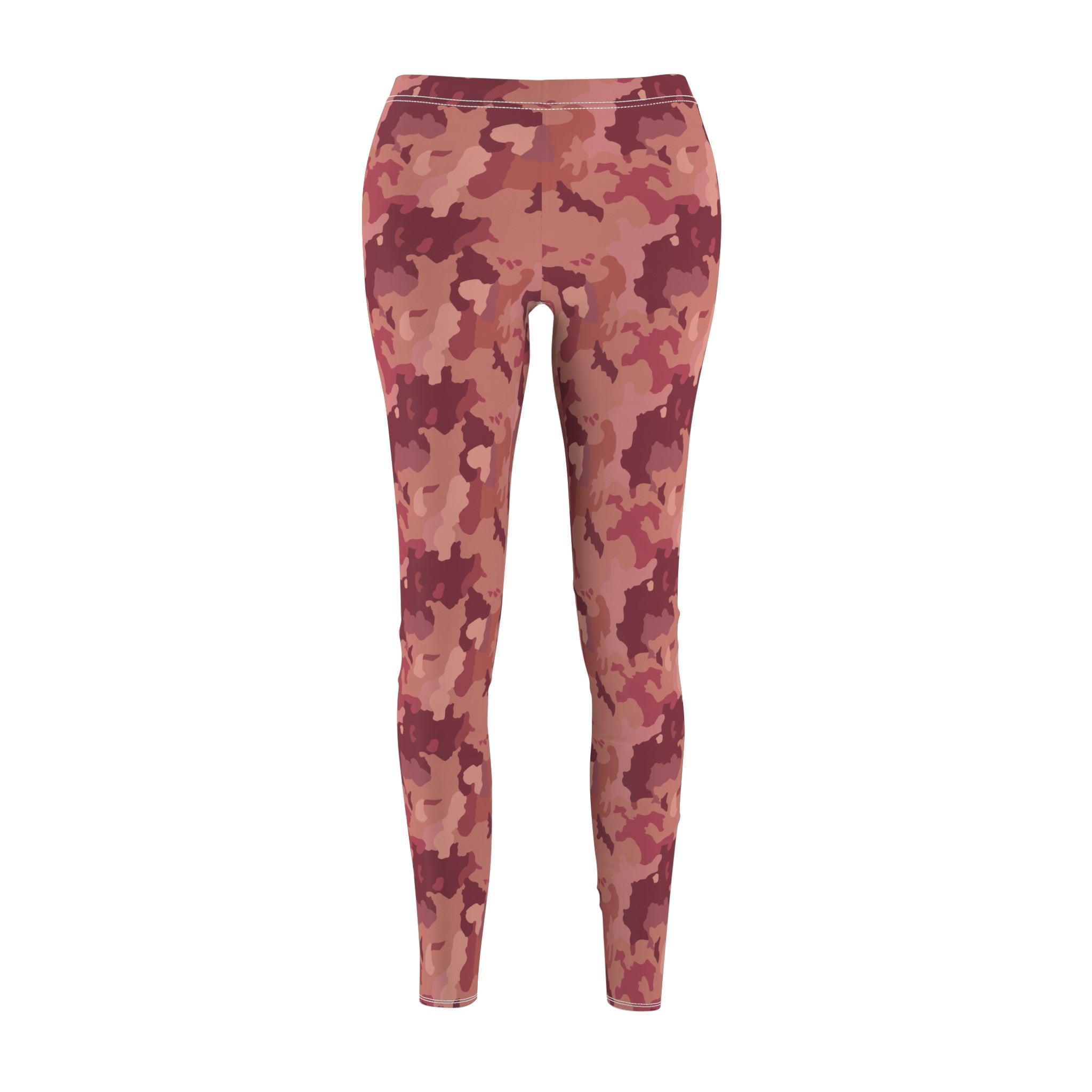 Women's Cut & Sew Casual Leggings - Pink Camo