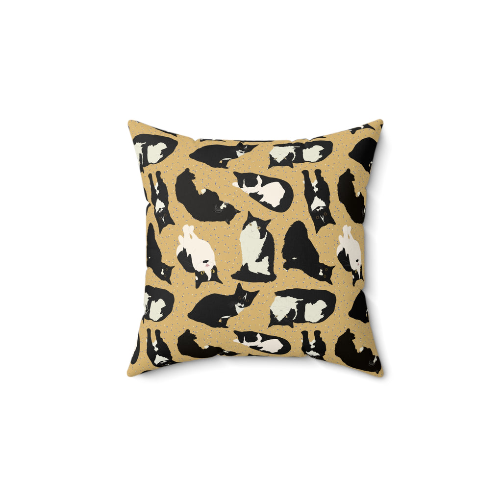Spun Polyester Square Pillow - Cats