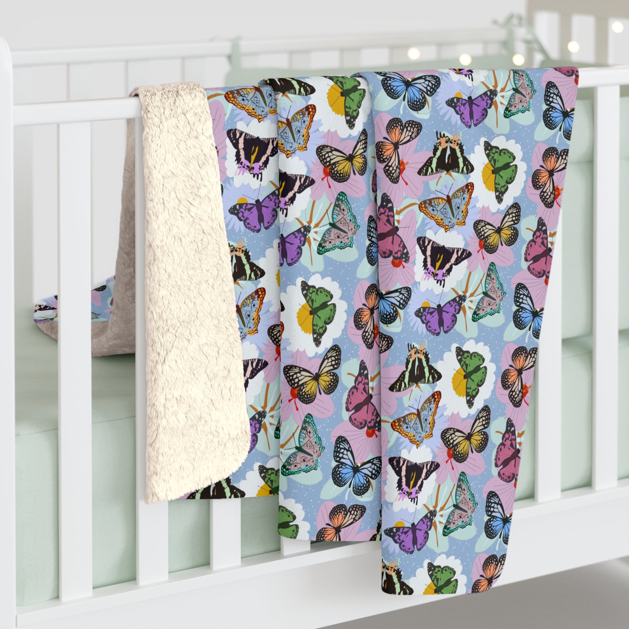 Sherpa Fleece Blanket - Butterflies