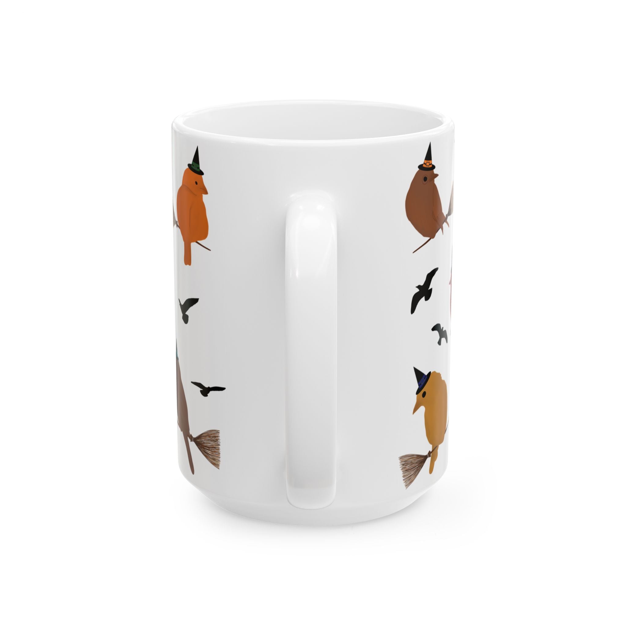 Ceramic Mug, (11oz, 15oz) - Birds Riding Brooms