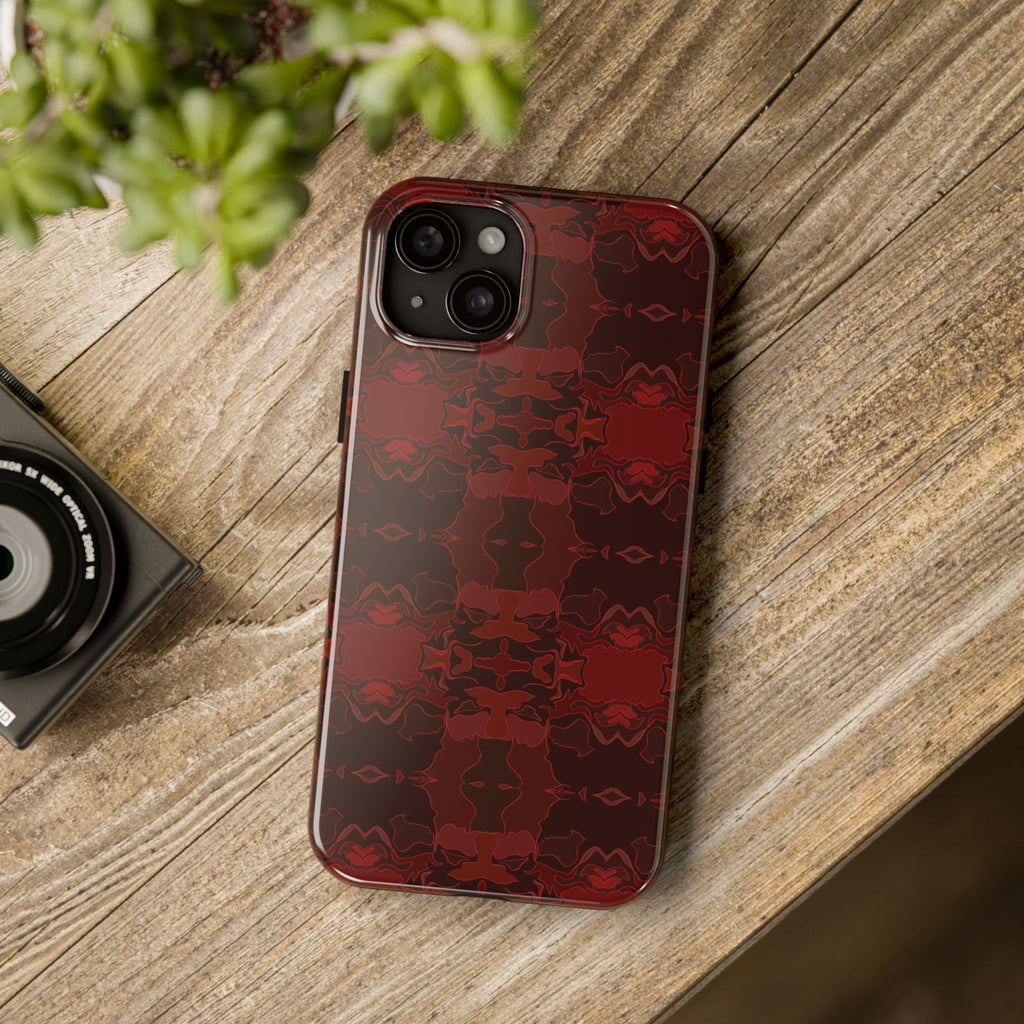 Tough Phone Cases - Red Kaleidoscope Pattern