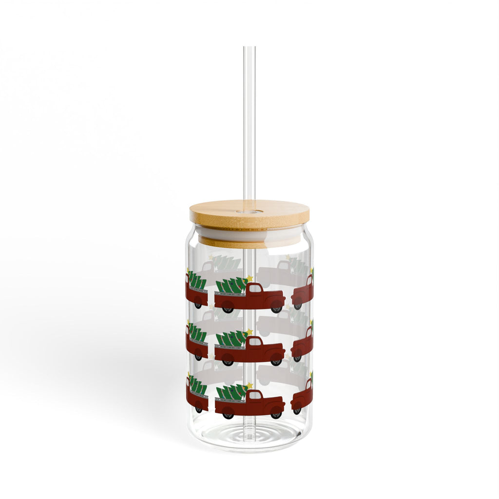 Sipper Glass, 16oz - Merry Truckmas
