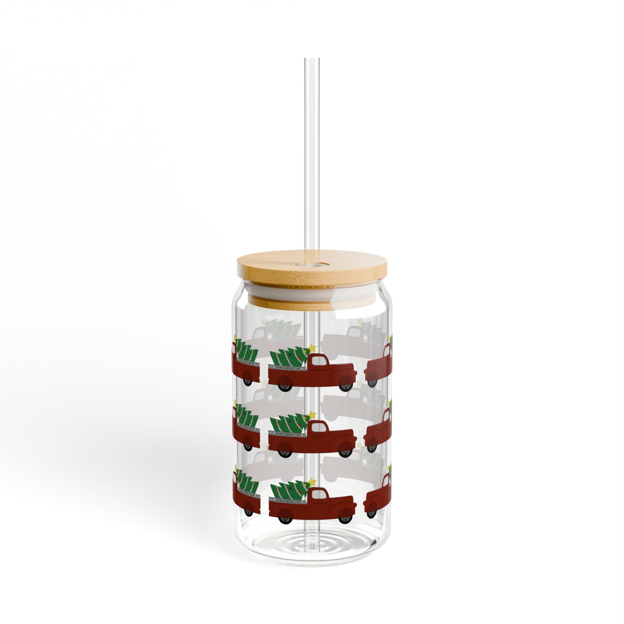 Sipper Glass, 16oz - Merry Truckmas