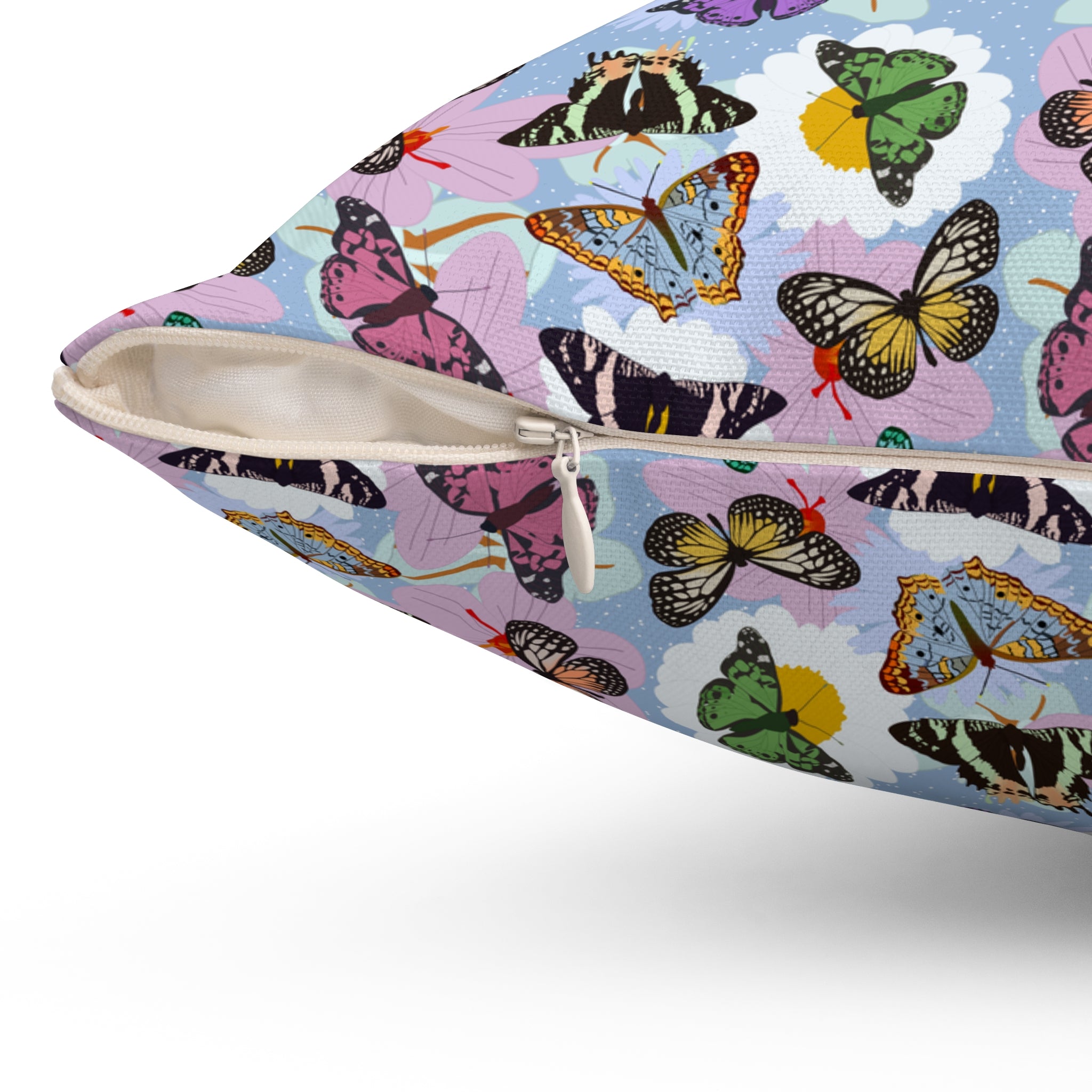 Spun Polyester Square Pillow - Butterflies