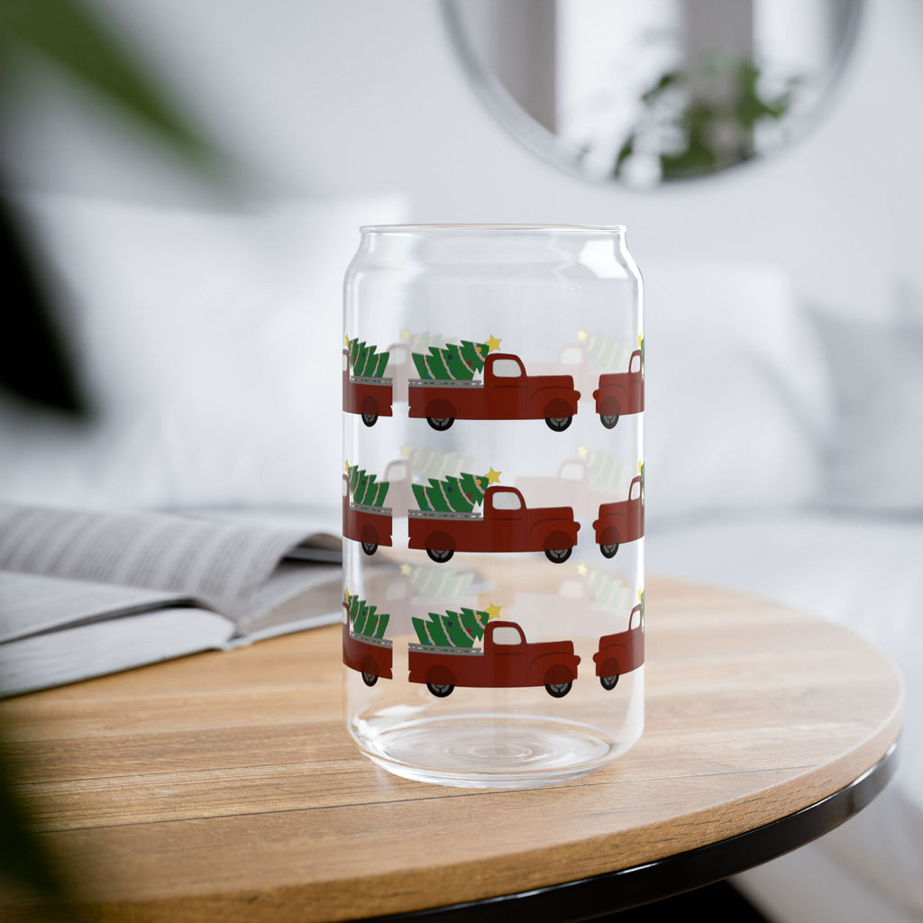 Sipper Glass, 16oz - Merry Truckmas