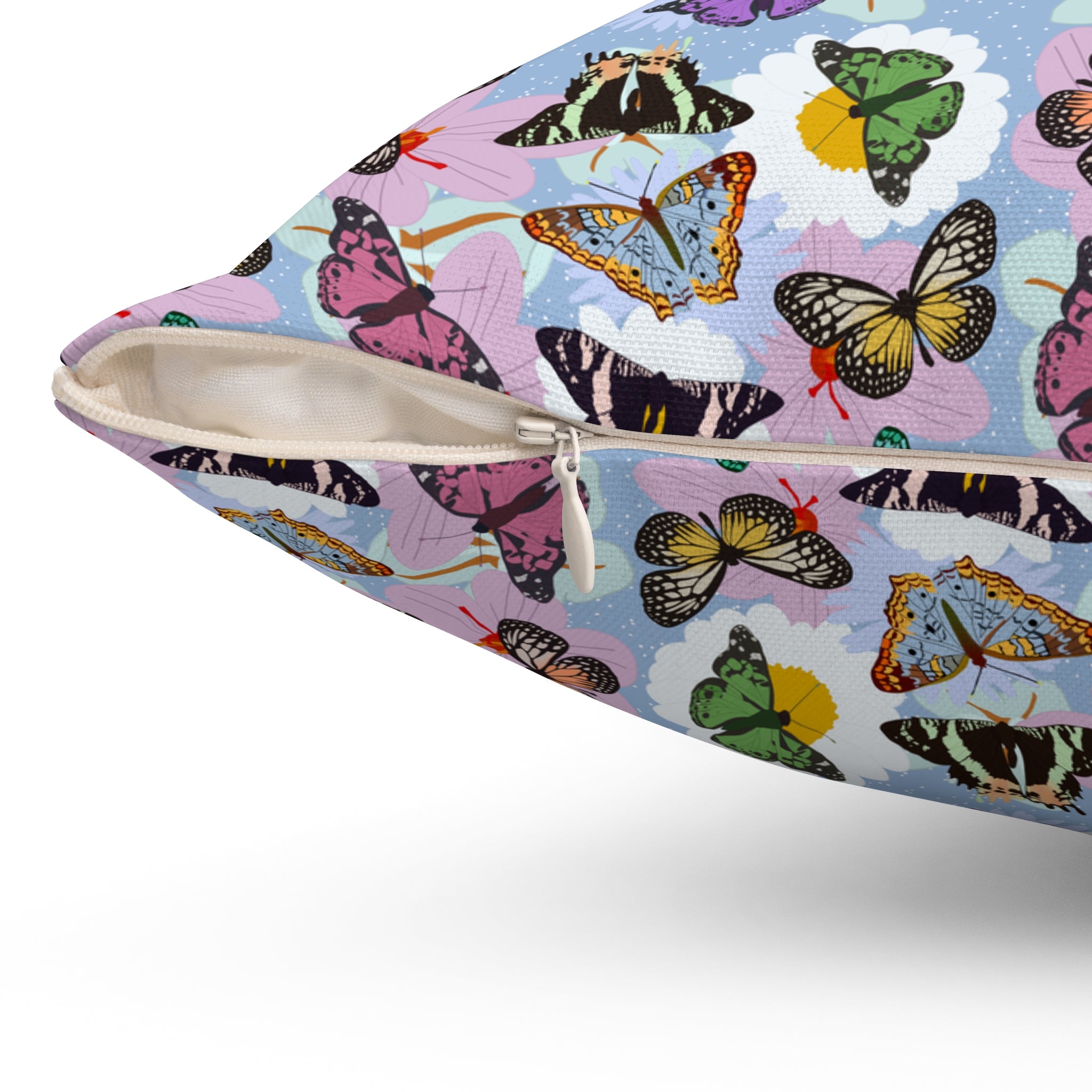 Spun Polyester Square Pillow - Butterflies
