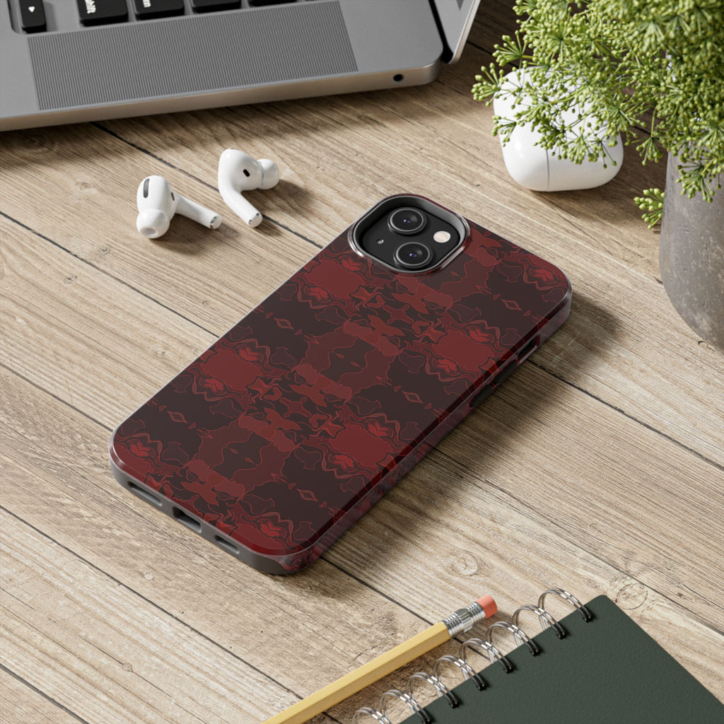 Tough Phone Cases - Red Kaleidoscope Pattern