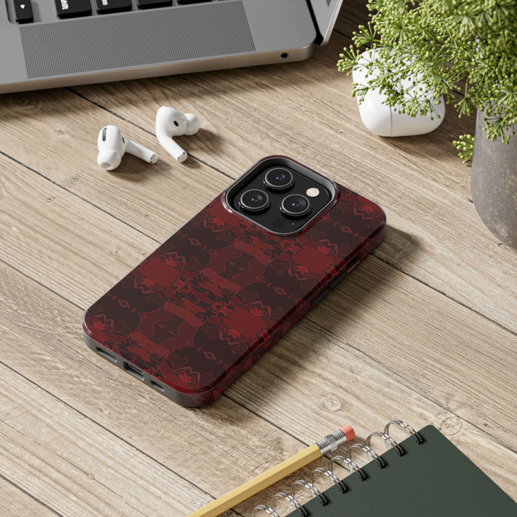 Tough Phone Cases - Red Kaleidoscope Pattern