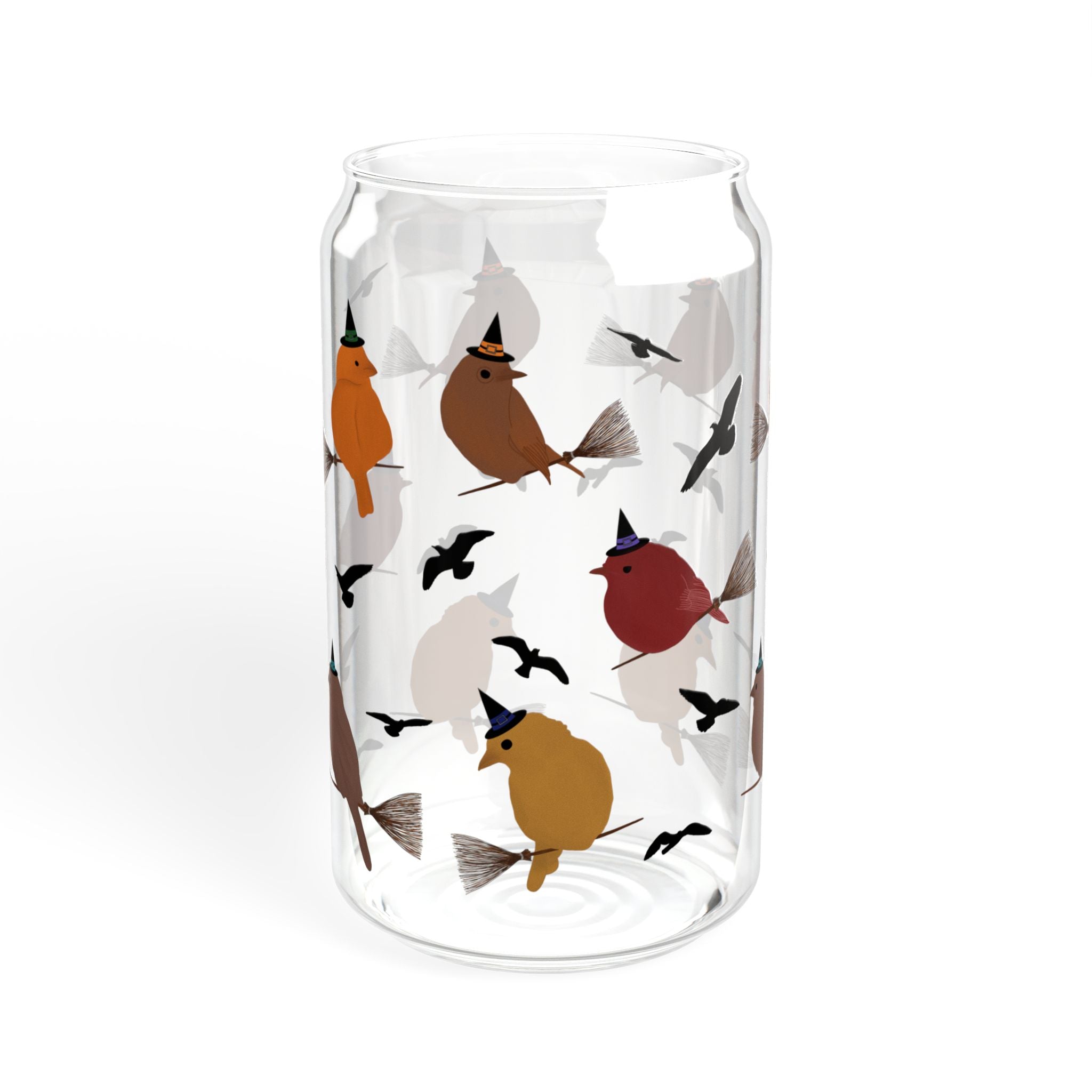 Sipper Glass, 16oz - Birds Riding Brooms