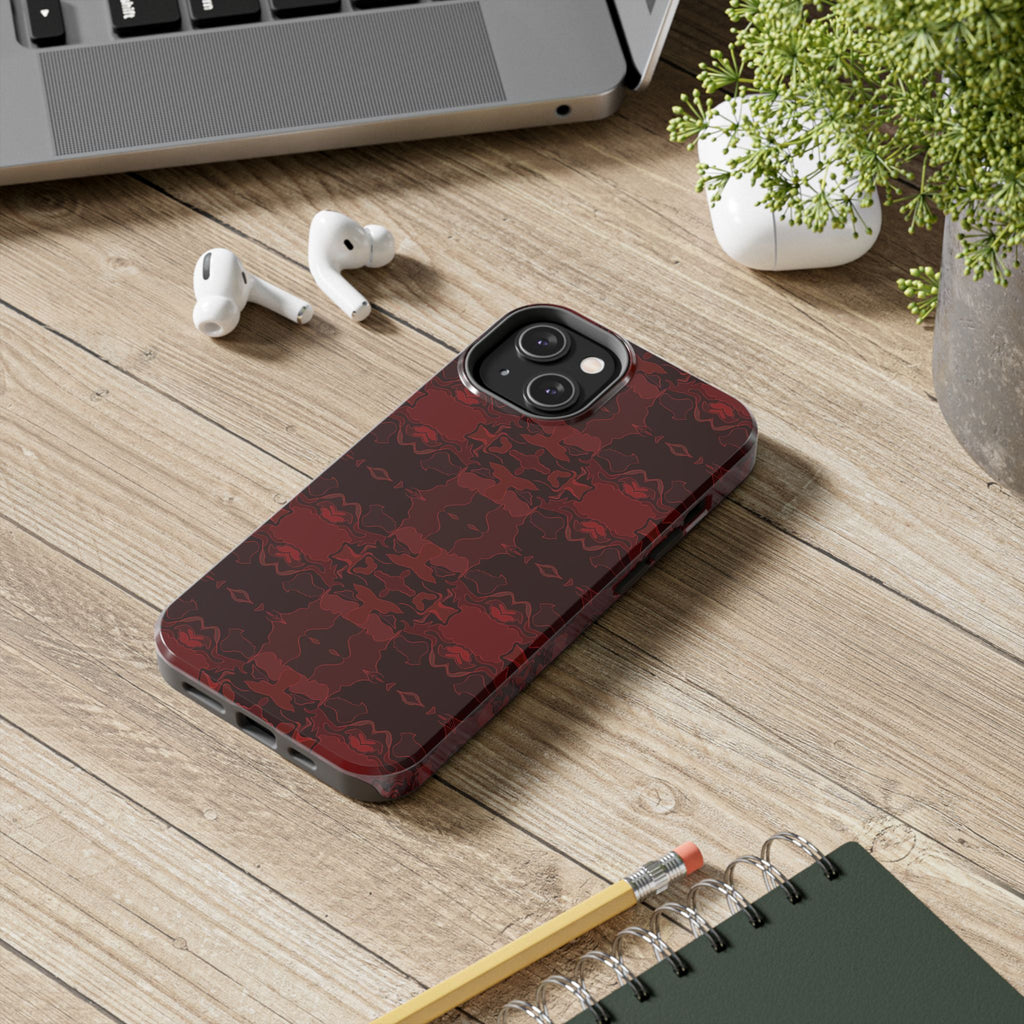 Tough Phone Cases - Red Kaleidoscope Pattern