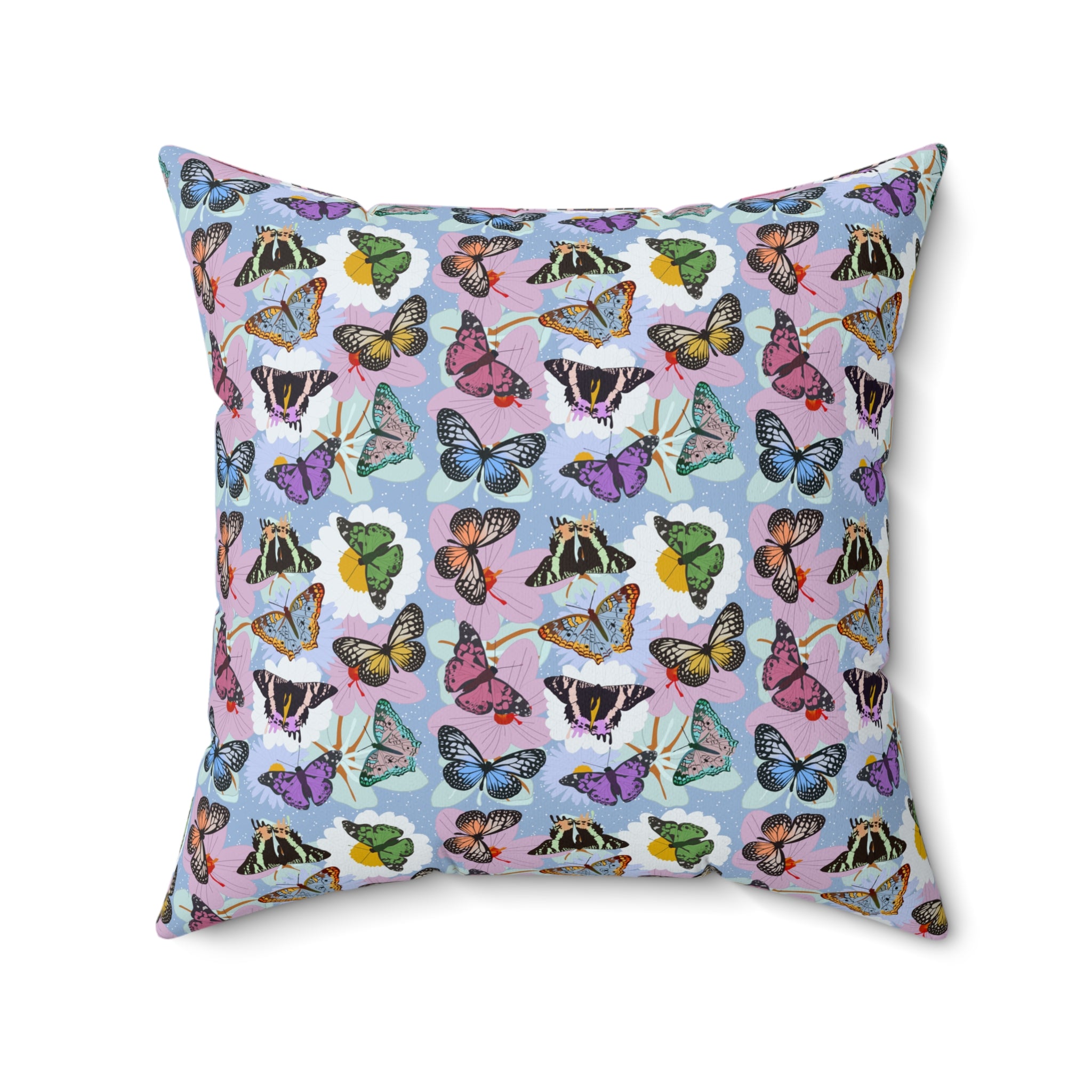 Spun Polyester Square Pillow - Butterflies