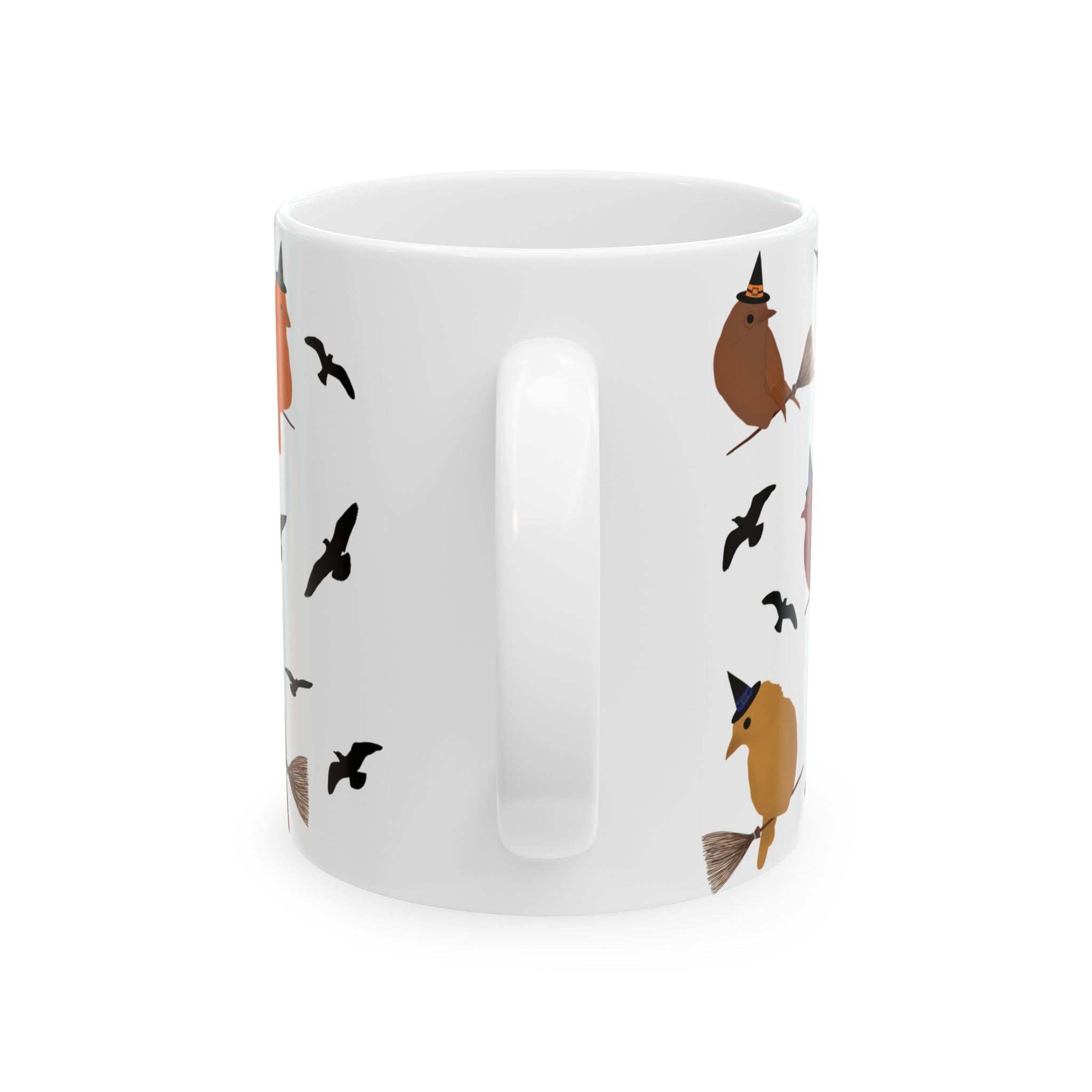 Ceramic Mug, (11oz, 15oz) - Birds Riding Brooms