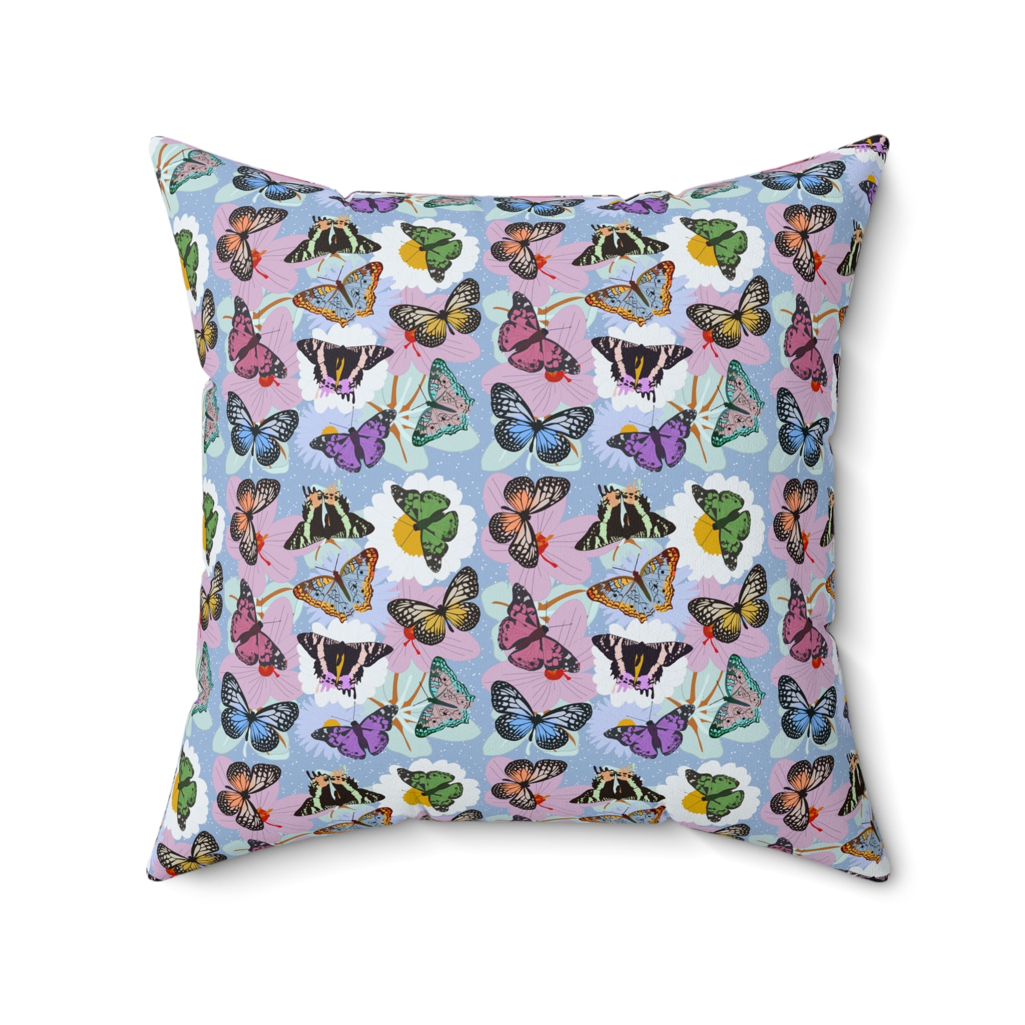 Spun Polyester Square Pillow - Butterflies